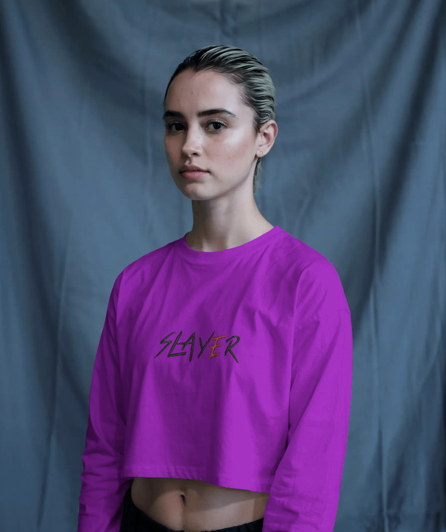 Purple Long Sleeve Crop Top