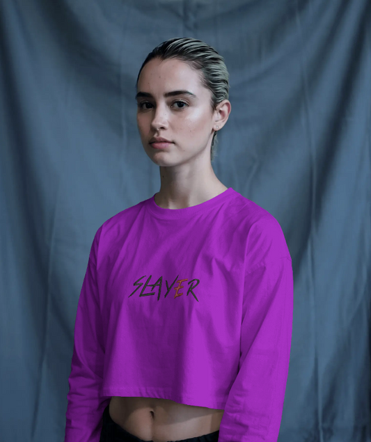 Purple Long Sleeve Crop Top